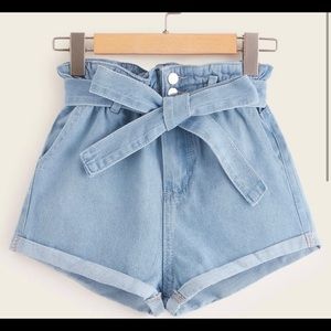 Shein paper bag denim shorts